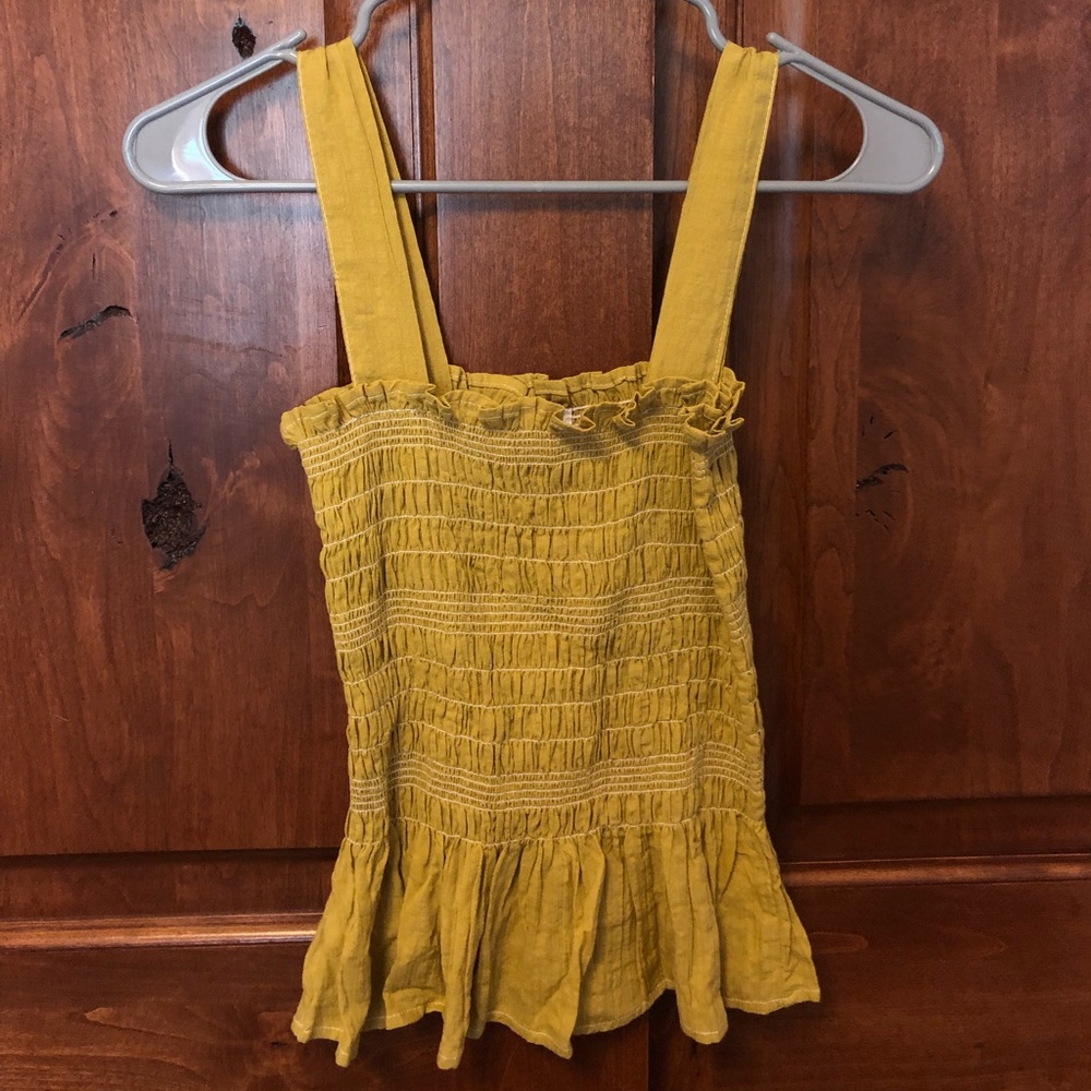 UO mustard yellow fit flare top
